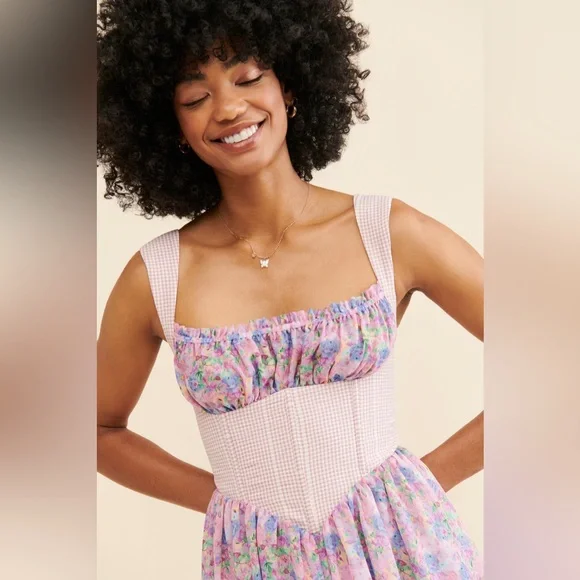 For Love & Lemons Brenna Mini Floral Dress Size Medium NWT - Picture 7 of 15